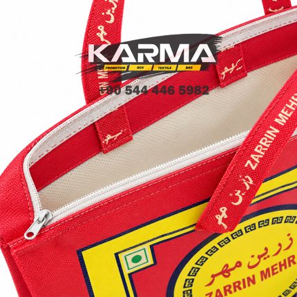 fermuarlı tela pirinç çantası